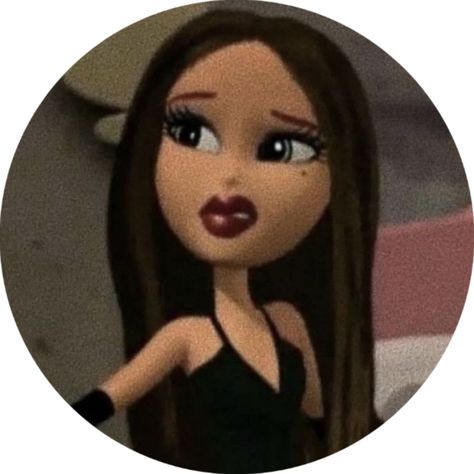 Brown Hair Girl Pfp Cartoon, Bratz Doll With Glasses, Bratz Brown Hair Brown Eyes, Bratz Latina, Bratz Morena, Bratz Profile Picture, Pfp Bratz, Sassy Pfp, Bratz Doll Aesthetic