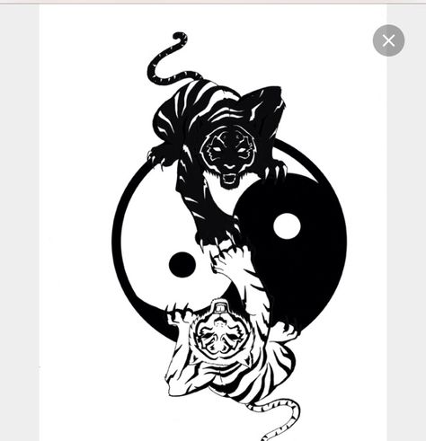 Two tigers black and white come together like yin and yang Black And White Tiger Tattoo, Tattoo Yin Yang, Tigers Curse, Dragon Tiger Tattoo, White Tiger Tattoo, Traditional Tattoo Black And White, Tiger Zodiac, Two Tigers, Tiger Tattoos