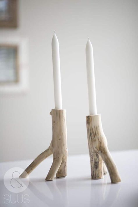 Candleholder Centerpieces, Wood Candle Sticks, Diy Simple, Diy Holz, Wooden Candle Holders, Wooden Candles, Wood Candles, Diy Candles, Wooden Diy