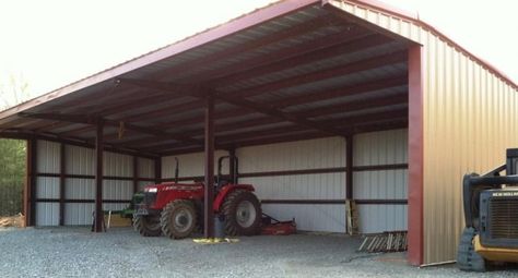 Tractor Storage Ideas, Tractor Shed Ideas, Tractor Storage, Equipment Shed, Pole Barn Plans, Hay Storage, College Usa, Cattle Barn, Metal Building Designs