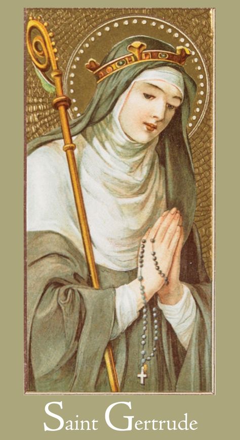 St Gertrude The Great, Santa Gertrudes, St Gertrude, Santa Filomena, Vintage Holy Cards, John The Evangelist, Religious Pictures, Blessed Mother Mary, Catholic Quotes