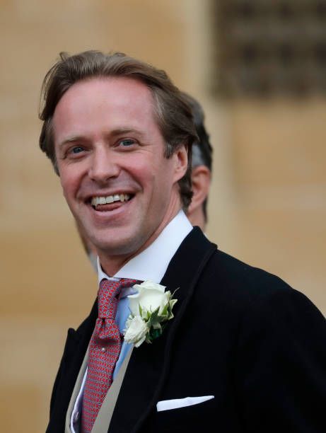 WINDSOR, ENGLAND - MAY 18: Thomas Kingston arrives for his wedding to Lady Gabriella Windsor at St George's Chapel, Windsor Castle on May 18, 2019 in Windsor, England. (Photo by Mark Cuthbert/UK Press via Getty Images) Thomas Kingston, Lady Gabriella Windsor, Lord Frederick Windsor, Tim Taylor, Lady Amelia Windsor, Lady Sarah Chatto, Royal Monarchy, Prince Michael Of Kent, James Middleton