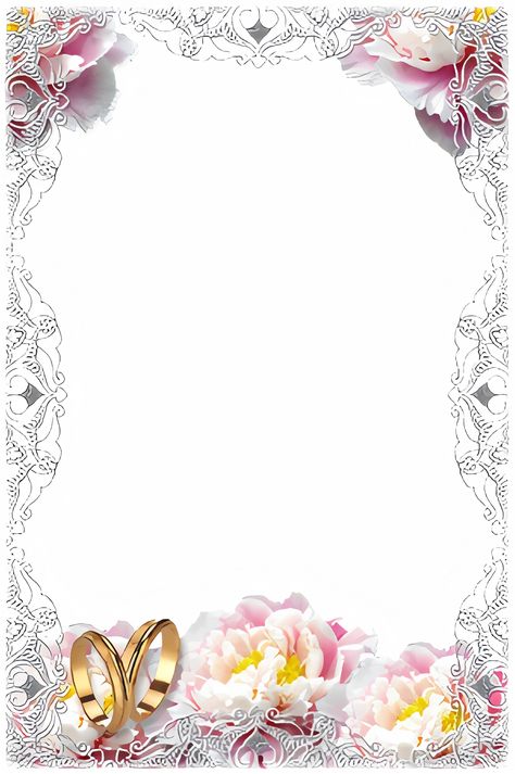 Wedding Frames Design, Frame Wedding Photos, Wedding Frame Background, Wedding Frame Design, Wedding Invitation Frame, Wedding Card Ideas, Two Wedding Rings, Simple Wedding Invitation Card, Blank Wedding Invitation Templates