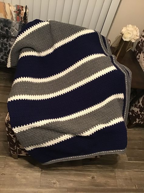 Navy Blue And White Crochet Blanket, Navy Blue Crochet Blanket, Navy Crochet Blanket, White And Blue Crochet Blanket, Afghan For Men, Yarnspirations Patterns Free, Easy Chunky Crochet Blanket, Crochet Blankets For Men, Blue Crochet Blanket