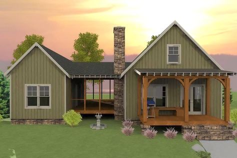 Dogtrot 3-Bedroom 2-Story House With Screened Porch (Floor Plan) House Plans With Screened Porch, Dogtrot House Plans, Dog Trot House Plans, Dog Trot House, House Plans 3 Bedroom, A Small House, Casa Exterior, Cottage Plan, Bedroom House Plans