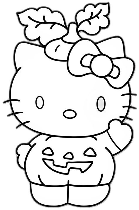 Jumbo Coloring Pages, Easy Cute Coloring Pages, Cute Coloring Pages Disney, Hello Kitty Halloween Coloring Pages, Halloween Simple Drawings, Pictures To Trace, Tim Burton Art Style, Hello Kitty Pumpkin, Easy Graffiti Drawings