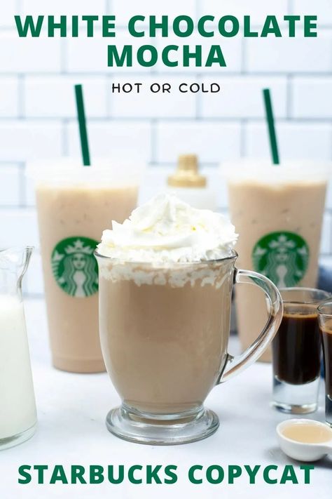 White Mocha Coffee Recipe, Starbucks White Mocha Recipe, Iced White Chocolate Mocha Recipe, White Chocolate Mocha Recipe, Starbucks White Chocolate, Mocha Coffee Recipe, Iced White Chocolate Mocha, Mocha Drink, Iced White Mocha