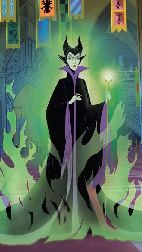 Maleficent Aesthetic Cartoon, Maleficent Cartoon Disney, Disney Villains Wallpaper Aesthetic, Maleficent Cartoon Wallpaper, Maleficent Cartoon, Maleficent Tattoo, Dark Disney Tattoo, Walt Disney Studio, Maleficent Art