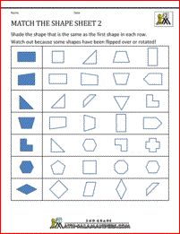 2nd grade math worksheets match the shape 2 Transformation Geometry, Properties Of 2d Shapes, Worksheets For 2nd Grade, Worksheets 2nd Grade, 3d Shapes Worksheets, Free Printable Math Worksheets, Geometry Worksheets, Printable Shapes, Matching Worksheets