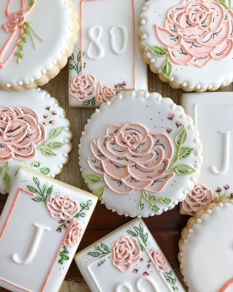 Cookies by Chelsea on Instagram: “Happy 80th birthday! 🌿 . . . #georgetowncookies #cookiesbychelsea #homebaker #royalicingcookies #sugarcookiesofinstagram #cookiedecorating…” 80 Th Birthday Cookies, Cookies For Birthday Woman, 80th Birthday Cookies Women, 80th Birthday Cookies For Grandma, 100th Birthday Cookies Decorated, Grandma Birthday Cookies, 90th Birthday Decorated Cookies, 100th Birthday Cookies, 80 Birthday Cookies