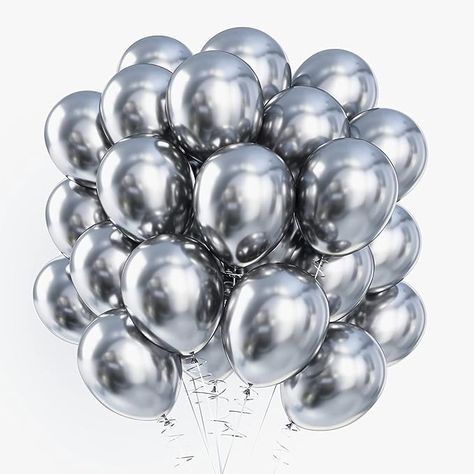 Amazon.com: RUBFAC Metallic Silver Balloons, 70pcs 10 inch Metallic Silver Balloons and Ribbon, Thick Silver Latex Balloons for Birthday Wedding Baby Shower Graduation Anniversary Silver Party Decorations : Toys & Games Balloon For Birthday, Silver Party Decorations, New Year's Party Decorations, Anniversary Party Decorations, Birthday Photo Props, Silver Balloon, Silver Party, Party Scene, Wedding Balloons