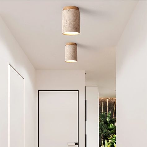 Ceiling Light Stone Flush Mount Ceiling Light Fixture for Bedroom Living Room Hallway Kitchen, Modern Drum Lamp Close to Ceiling 110-240V 2023 - AU $201.29 Lighting For Low Ceilings Bedroom, Practical Lighting, Lamp For Living Room, Kitchen Nook, Led Ceiling Lamp, Stylish Living Room, Nordic Modern, Wooden Lamp, Japan Design