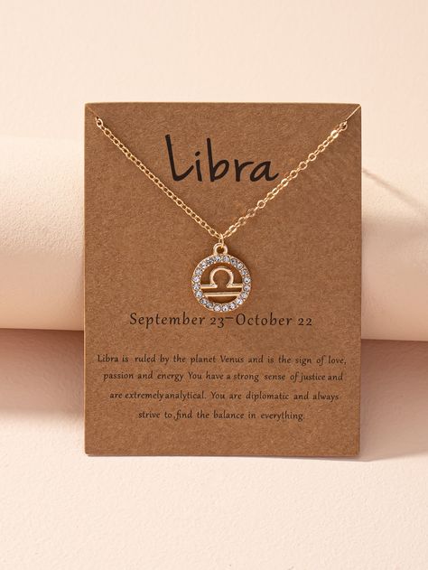 Gold Fashionable   Zinc Alloy  Pendant Necklaces Embellished   Jewelry Pulseras Aesthetic, Secret Friend, Doctor Jewelry, برج الميزان, Libra Jewelry, Libra Pendant, Aquarius Pendant, Libra Necklace, Libra Zodiac Sign