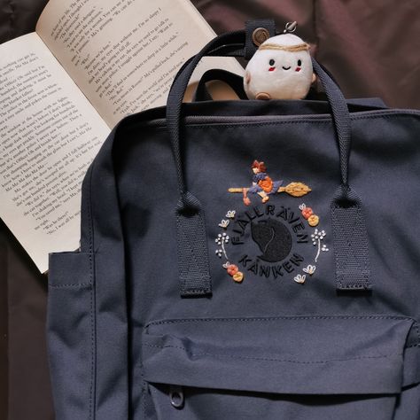 Who here loves studio ghibli films too🙋‍♀️ Studio Ghibli Backpack, Studio Ghibli Sewing, Embroidery Kanken Bag, Studio Ghibli Embroidery Patterns, Studio Ghibli Clothes, Embroidery Ghibli, Christmas Esthetics, Ghibli Clothes, Studio Ghibli Embroidery