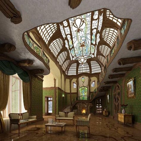 Nouveau Interior Design, Art Nouveau Interior Design, Art Nouveau Arquitectura, Architecture Art Nouveau, Art Nouveau Interior, Design Art Nouveau, Art Nouveau Architecture, Antoni Gaudi, Rock Decor