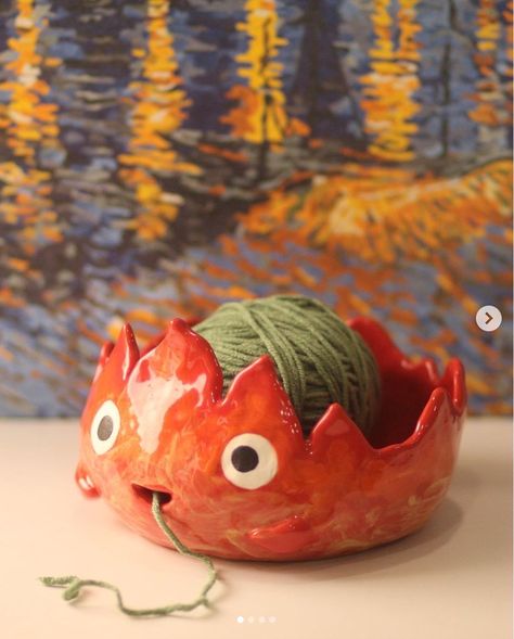 Yarn Bowls Diy, Ghibli Calcifer, Yarn Bowls Pottery, Maus Illustration, Home Decor 2023, Shein Home Decor, Amazon Decor Finds, Ceramic Yarn Bowl, Decor 2023