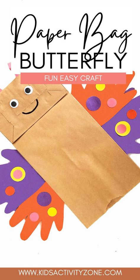 Grab your paper bag and craft supplies and make this easy Paper Bag Butterfly craft. With minimal prep time and supplies its the perfect easy kids craft for spring and summer that's so cute! Easy Paper Bag, Diy Butterfly Decorations, Craft For Spring, Summer Crafts For Toddlers, How To Make A Paper Bag, Butterfly Craft, Crafts For Toddlers, Paper Bag Crafts, Rainy Day Crafts