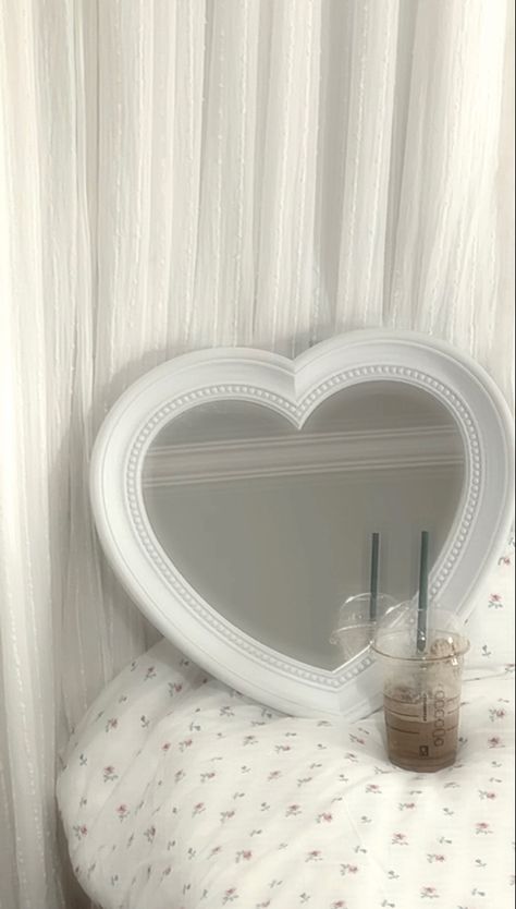 Aesthetic Heart Mirror, Aesthetic Heart, Heart Mirror, Dream Room, Beautiful Pictures, Mirror, Furniture, White, Quick Saves