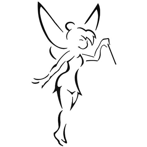 Black Tinkerbell, Tinkerbell Drawing, Tinkerbell Tattoo, Tinker Bell Tattoo, Peter Pan Tinkerbell, Peter Pan And Tinkerbell, 1 Tattoo, Disney Tattoos, Tattoo Stencils