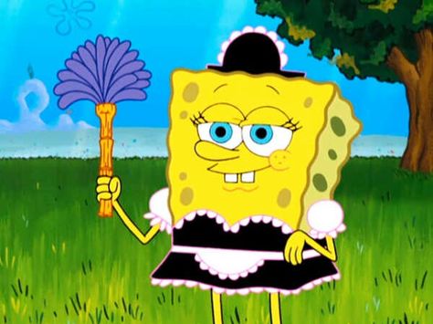 Spongebob in a maid outfit! Spongebob Maid Outfit, Spongebob Maid, The Spongebob, Maid Outfit, Art Decals, Photo Print, Umbrella