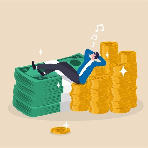 Get high quality business illustration in both jpg and editable eps vector file about rich man with his wealthsuccess businessman earn investment profitFIREfinancial independence retire early conceptrich happy businessman lay down singing on pile of money coins and banknotesStart your free trial to download 10 images for free. Interior Ads, Financial Illustration, Pile Of Money, Freedom Logo, Financial Wealth, Financial Independence Retire Early, Small Business Start Up, Monetary Policy, Small Business Loans