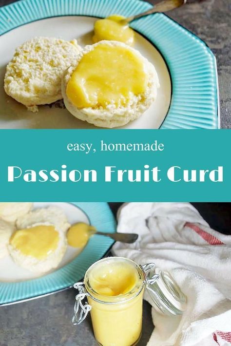 Passion Fruit Curd - this recipe breaks down the intimidating process of making a fruit curd into simple steps. Serve it for a traditional afternoon tea or use it instead of jam at breakfast, as a filling in a layer cake or topping for muffins. #fruitcurd #passionfruit #EatSomethingSexy Passion Fruit Puree, Passionfruit Curd, Fruit Curd, Passion Fruit Curd, Passionfruit Recipes, Aphrodisiac Foods, Romantic Desserts, Tea Time Food, Eat Something