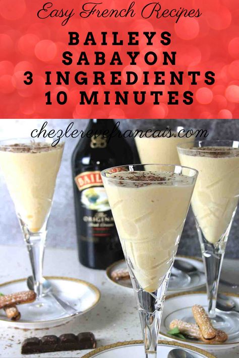 Ready to make and eat in minutes, this Baileys sabayon or zabaglione is light and delicious. #baileys #sabayon #zabaglione #baileysdesserts Zabaglione Recipe, Boozy Recipes, Easy French Recipes, Baileys Recipes, Light Dessert, Light Desserts, World Recipes, Milkshakes, Find Recipes