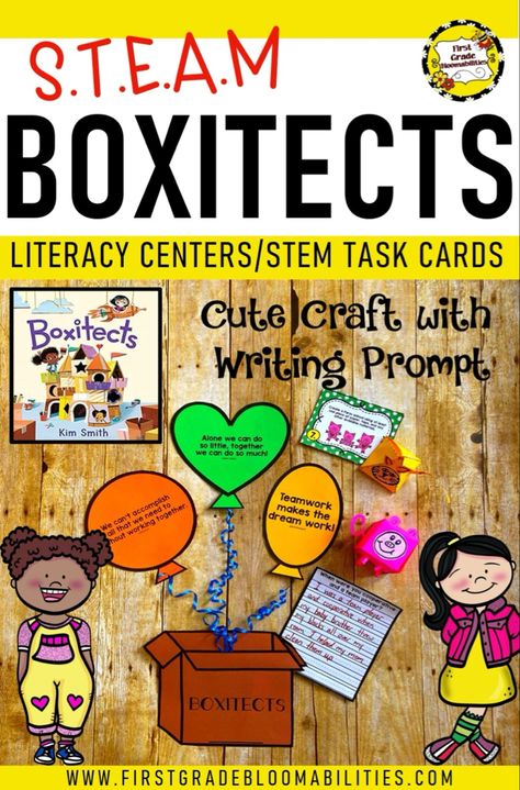 Boxitects Activities, Stem Task Cards, Teamwork Activities, Stem Centers, Stem Activities Preschool, Elementary Stem Activities, Book Care, Stem Books, Stem Steam