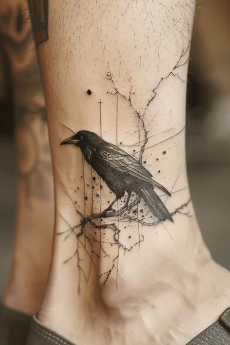 Men Tattoo Stencil, Stencil Outline Tattoo, Raven Tattoo Ideas, Raven Tattoos, Tattoo Ideas Female Meaningful, Deep Tattoo, Crow Tattoo Design, Black Bird Tattoo, Stencil Outline