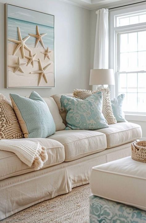 Coastal Airbnb, Coastal Floor Lamps, Coastal Living Room Decor, Beach House Decor Living Room, Cozy Fall Living Room, Room Decor Inspiration, Coastal Inspiration, Coastal Decorating Living Room, Beach Living Room