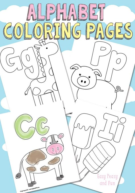 Free Printable Alphabet Coloring Pages - Easy Peasy and Fun Identifying Letters Preschool, Alphabet Colouring, Toddler Printable Activities, Free Toddler Printables, Toddler Printables, Abc Coloring Pages, Alphabet Crafts, Alphabet Coloring Pages, Alphabet Coloring