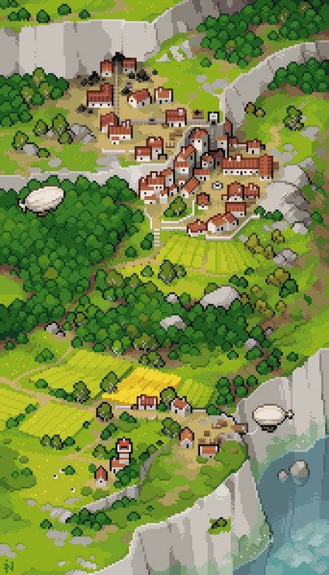 Pixel Art Landscape, Mining Town, Pixel Art Tutorial, Cool Pixel Art, Pixel Art Characters, Isometric Art, Pix Art, Pixel Art Games, Low Poly Art