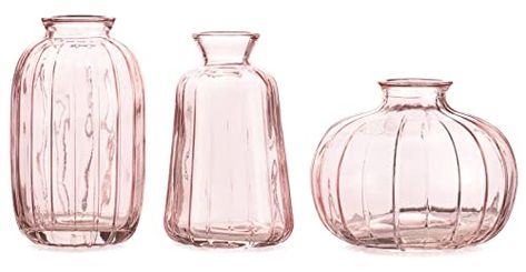 MOLIMAO Bud Vase Set of 3 Small Vase Mini Glass Vase for Desktop Centerpieces Decor,Handmade Vase for Flowers (Pink) Glass Bottle Painting, Pink Centerpieces, Vase For Flowers, Clear Vases, Colored Vases, Glass Flower Vases, Glass Centerpieces, Handmade Vase, Vanity Decor