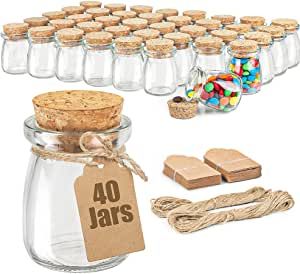 Ritayedet 40 Pack Glass Favor Jars with Cork Lid, 3.4 oz Small Glass Bottles for Wedding Favor, Baby Shower, Party Favor, Gift Jars for Candy, Bonus Twine and Labels Gift Jars, Favour Jars, Small Glass Bottles, Gift Jar, Glass Spice Jars, Mini Jars, Small Desserts, Cork Lid, Jam Jar