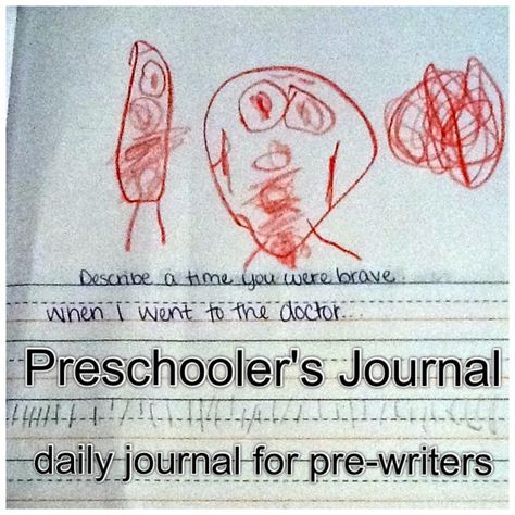 Daily journal for pre-writers. Help kids express themselves and tell stories with writing prompts. Journal Prompts For Preschoolers, Journal Prompts Kindergarten, Journal Writing Kindergarten, Writing Journal Kindergarten, Journal Writing Prompts Prek, Preschool Journal Prompts, Pre-k Writing, Kindergarten Writing Activities, Preschool Journals