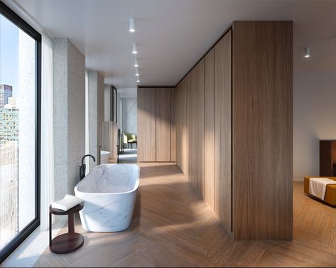 Chipperfield Architects design The Bryant in NY | Wallpaper* Wc Decoration, Nyc Penthouse, Penthouse Design, David Chipperfield Architects, David Chipperfield, Architecture Wallpaper, Bathroom Spa, Residential Interior, Architect Design