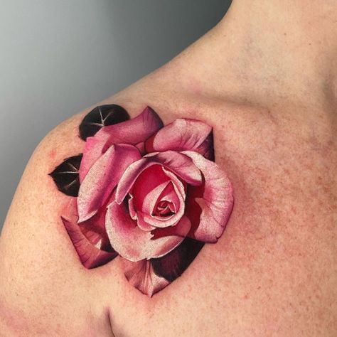 Realism Rose Tattoo, Color Realism Tattoo, Coloured Rose Tattoo, Rose Tattoo Ideas, Realistic Rose Tattoo, Tattoo Designs For Men, Rose Tattoo Design, Tattoo Flash Art, Realism Tattoo