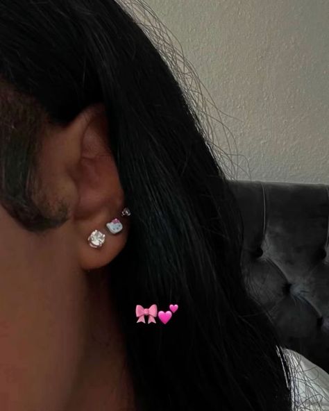 #follow #earrings #jewelry #diamonds #hellokitty #fashion #style #blogging #blog #blogger 3rd Ear Piercing, Third Ear Piercing, 2nd Ear Piercing, 2 Ear Piercings, Triple Lobe Piercing, Second Ear Piercing, Double Ear Piercings, Cool Ear Piercings, Pretty Ear Piercings