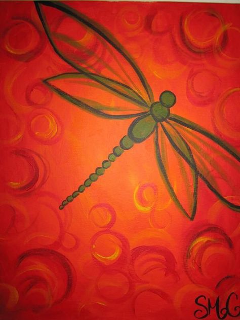 Painting Paintings Of Animals, Easy Paintings For Beginners, Dragonfly Painting, Birthday Painting, Wine And Canvas, Birthday Art, Painting Party, Painting Easy, Dragonfly Art