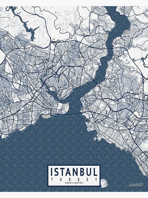 "Istanbul City Map of Turkey - Coastal" Poster for Sale by deMAP | Redbubble Map Of Turkey, Istanbul Map, Cartography Art, Istanbul City, Underground Cities, Urban Street Art, Coastal Cities, Red Art, Adventure Book