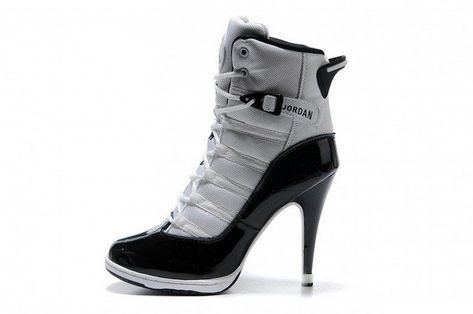 Jordan Heels Boots Jordan High Heels, Jordan Heels, Nike High Heels, Nike Heels, Heels White, Womens Air Jordans, Dunk High, Nike Shoes Women, Fabulous Shoes