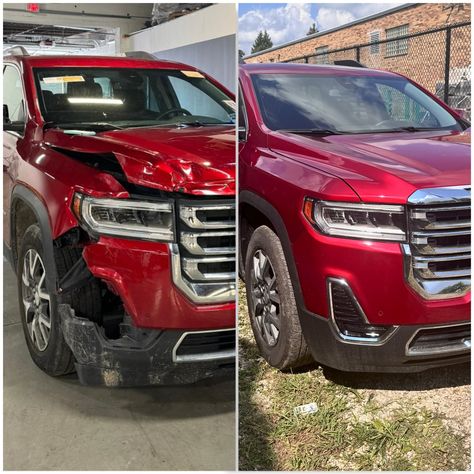 BEFORE & AFTER GMC Acadia 2023 #paintcar #refinish #carpaint #autobody #collisioncenter #autobodyshop #autobodyrepair #paintrefinisher #paint #collision #autocolor #dentrepair #luxurycars #supercars #cars #carlifestyle #carphotography #supercar #gmcacadia #jdm #carswithoutlimits #automotive #gmc #turbo #ınstacar #luxury #racing #i̇nstacars #followforfollowback Autobody Repair, Auto Body Shop, Auto Body Repair, Dent Repair, Gmc Acadia, Car Photography, Auto Body, Car Painting, Auto Repair