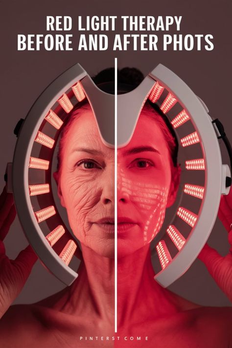 Red light therapy device showing before and after effects on a woman's face. Red Light Therapy Benefits Hair Growth, Diy Red Light Therapy, Red Light Therapy Before And After, Red Light Therapy Results, Light Therapy For Skin, Red Light Therapy Mask, Facial Light Therapy, What Causes Wrinkles, Red Light Therapy Benefits