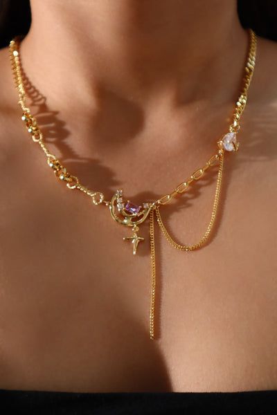 Star Jewelry Necklace, Gold Fantasy Jewelry, Gold Elegant Jewelry, Dark Purple Jewelry, Diamond Gold Necklace, Moon Star Necklace, Ethereal Jewelry, Diy Jewelry Display, Pretty Jewelry Necklaces