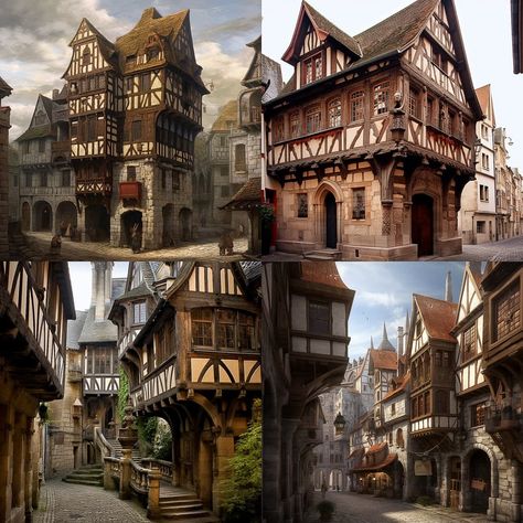 Medieval architecture style in Midjourney AI (V5.1, V5, V4, niji 5) | Genres + Art Movements | Architectural Genres | Architectural style | Medieval architecture is architecture common in the Middle Ages, and includes religious, civil, and military buildings. Styles include pre-Romanesque, Romanesque, and Gothic | Andrei Kovalev's Midlibrary Middle Age Architecture, Antique Buildings, Midevil Buildings Architecture, Gothic Medieval, Medieval City Art, Medieval Buildings, Medieval Architecture, Gothic Architecture House, Middle Ages Architecture