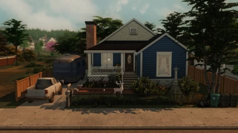 Early 2000s Home 02 - Download Here Sims 4 Base Game House Download, Early 2000s House, Sims 4 90s Cc, 2000s House, 2000s Home, Ts4 Lots, Ts4 Builds, Brindleton Bay, 90s House