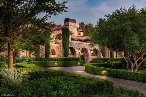 Las Vegas Mansion, Las Vegas Mansions, Mediterranean Mansion, Hockey Table, Air Hockey Table, Classic House Exterior, Ghost Of You, Las Vegas Homes, Front Courtyard