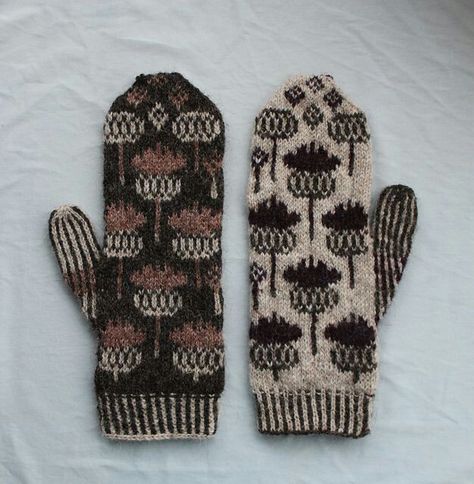 Colorwork Mittens, Thistle Pattern, Knitted Mittens Pattern, Mittens Pattern, How To Purl Knit, Fair Isle Knitting, Knit Mittens, Knitting Charts, Knitting Accessories