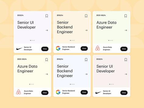 Ui Components Design, Product Card Ui, Card Ui Design, Website Cards, Ui Cards, Modern Card Design, Application Ui Design, Ui Design Principles, Job Cards