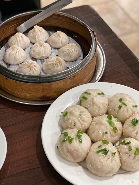 Soup dumplings, pork buns, Chinatown, nyc Chinatown Nyc Food, Nyc Romance, Pork Soup Dumplings, Meal Aesthetic, Soup Dumplings, Chinatown Nyc, Pork Soup, Dream Food, Pork Buns